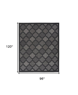 Homeroots 8' X 10' Black Geometric Flatweave Area Rug  Polypropylene 522140