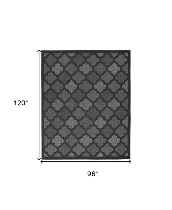 Homeroots 8' X 10' Black Geometric Flatweave Area Rug  Polypropylene 522140