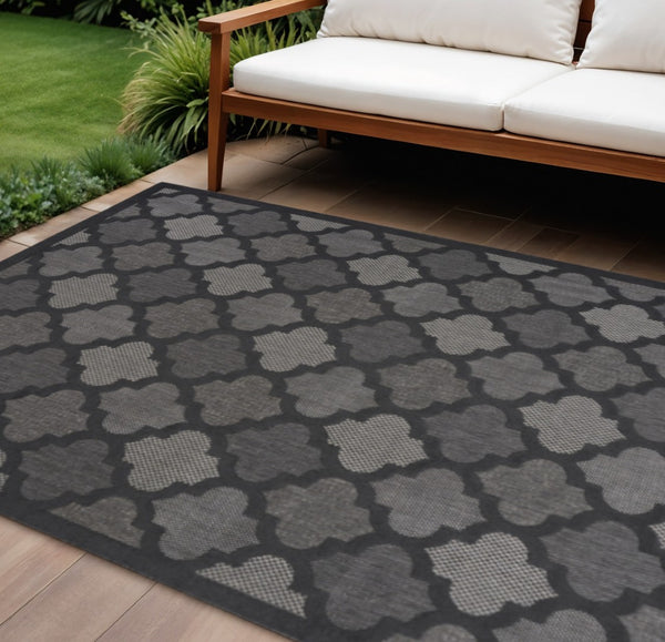 HomeRoots 8' Modern Black Indoor Outdoor Area Rug - Durable, Water-Resistant, Easy to Clean for Any Space 8' X 10' 522140