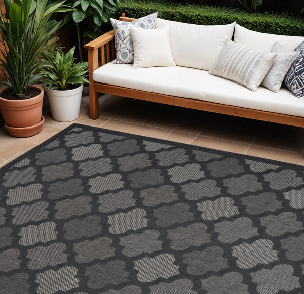 Homeroots 9' X 12' Charcoal And Gray Indoor Outdoor Area Rug  Polypropylene 522141