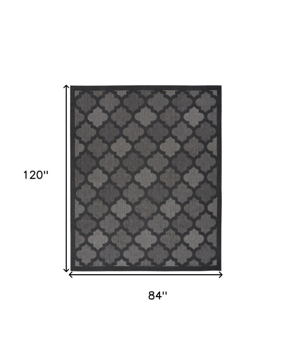 HomeRoots 8' Modern Black Indoor Outdoor Area Rug - Durable, Water-Resistant, Easy to Clean for Any Space 7' X 10' 522142