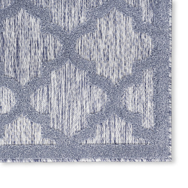 HomeRoots 6' Stylish Blue Geometric Flatweave Area Rug – Durable, Easy Care for Indoor & Outdoor Spaces 6' X 9' 522143