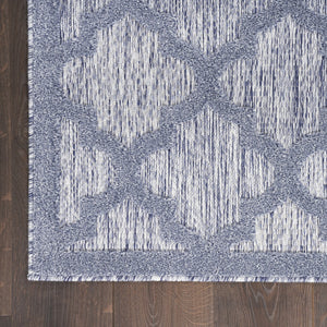 HomeRoots 6' Stylish Blue Geometric Flatweave Area Rug – Durable, Easy Care for Indoor & Outdoor Spaces 6' X 9' 522143