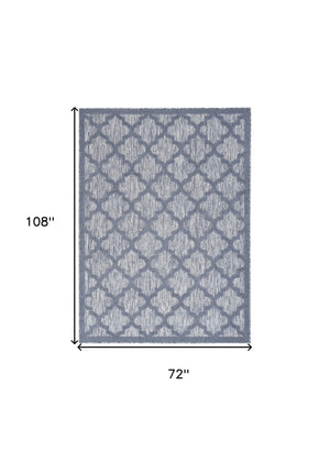 Homeroots 6' X 9' Blue Geometric Flatweave Area Rug  Polypropylene 522143