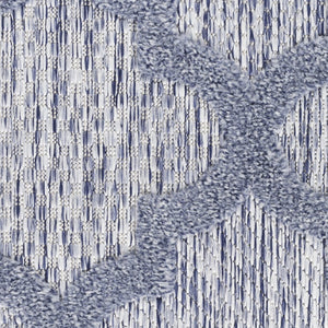 HomeRoots 6' Stylish Blue Geometric Flatweave Area Rug – Durable, Easy Care for Indoor & Outdoor Spaces 6' X 9' 522143