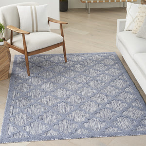 Homeroots 6' X 9' Blue Geometric Flatweave Area Rug  Polypropylene 522143