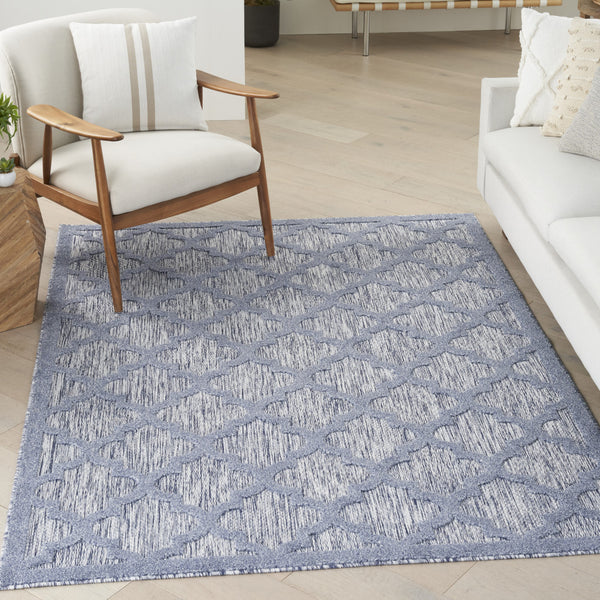 Homeroots 6' X 9' Blue Geometric Flatweave Area Rug  Polypropylene 522143