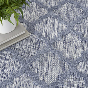 Homeroots 6' X 9' Blue Geometric Flatweave Area Rug  Polypropylene 522143