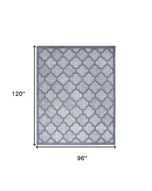 HomeRoots 6' Stylish Blue Geometric Flatweave Area Rug – Durable, Easy Care for Indoor & Outdoor Spaces 8' X 10' 522144