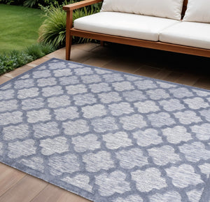 HomeRoots 6' Stylish Blue Geometric Flatweave Area Rug – Durable, Easy Care for Indoor & Outdoor Spaces 8' X 10' 522144
