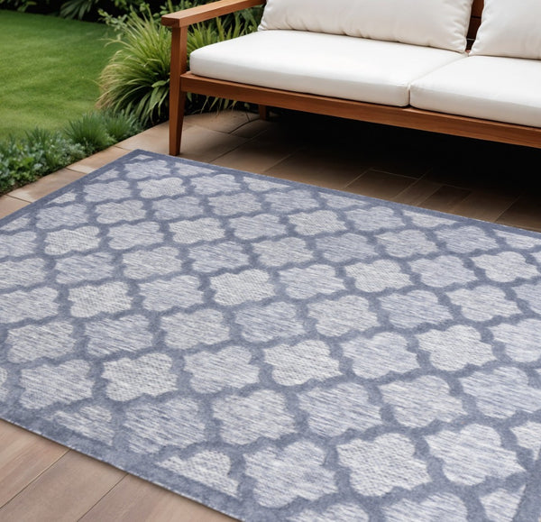 HomeRoots 6' Stylish Blue Geometric Flatweave Area Rug – Durable, Easy Care for Indoor & Outdoor Spaces 8' X 10' 522144