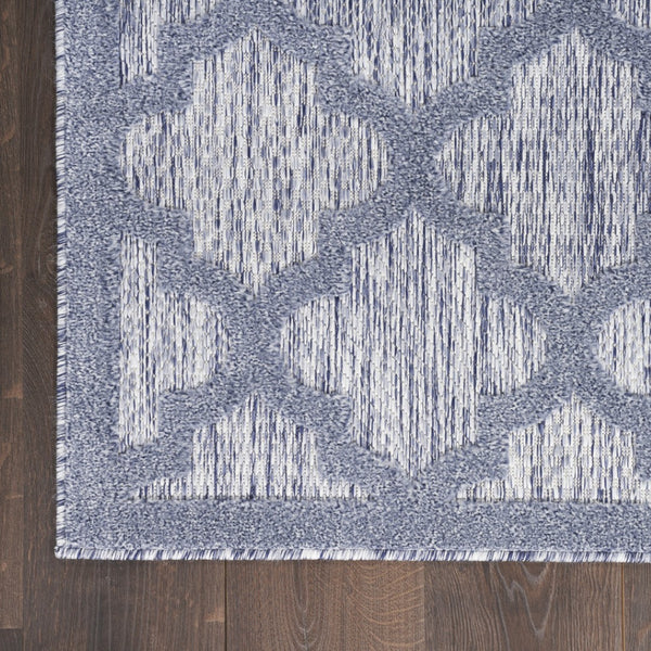HomeRoots 6' Stylish Blue Geometric Flatweave Area Rug – Durable, Easy Care for Indoor & Outdoor Spaces 8' X 10' 522144