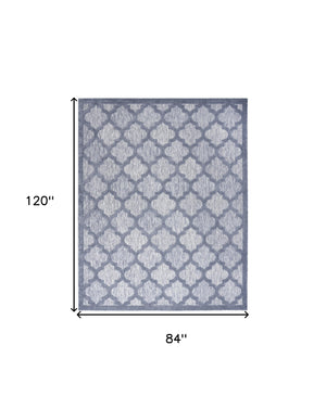 Homeroots 7' X 10' Blue Geometric Flatweave Area Rug  Polypropylene 522145