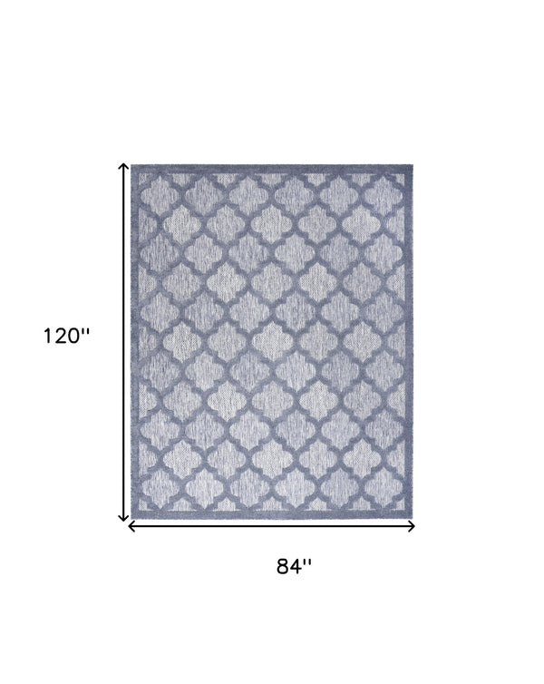 Homeroots 7' X 10' Blue Geometric Flatweave Area Rug  Polypropylene 522145