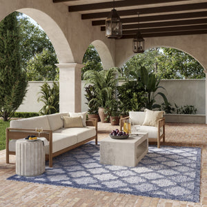 HomeRoots 6' Stylish Blue Geometric Flatweave Area Rug – Durable, Easy Care for Indoor & Outdoor Spaces 7' X 10' 522145