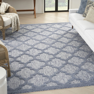 Homeroots 7' X 10' Blue Geometric Flatweave Area Rug  Polypropylene 522145