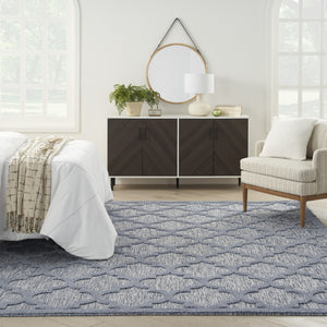 Homeroots 7' X 10' Blue Geometric Flatweave Area Rug  Polypropylene 522145