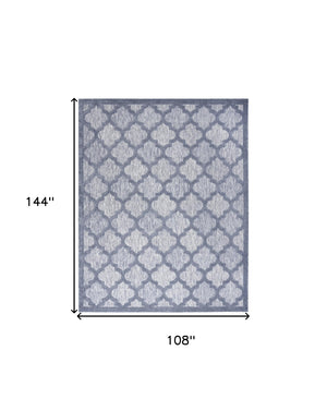 HomeRoots 9' X 12' Denim Blue Area Rug - Durable Indoor/Outdoor Design with Modern Geometric Style for Any Space 522146