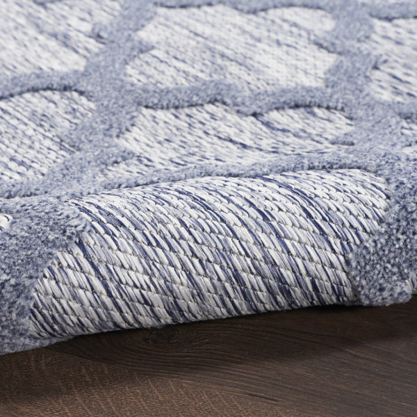HomeRoots 9' X 12' Denim Blue Area Rug - Durable Indoor/Outdoor Design with Modern Geometric Style for Any Space 522146