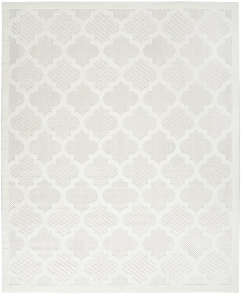 HomeRoots 9' X 12' Ivory And White Indoor/Outdoor Area Rug - Timeless Elegance, Durable, Easy-Clean Design 522147
