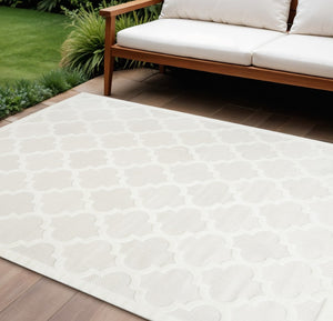 HomeRoots 8' X 10' Cream Indoor Outdoor Area Rug - Stylish, Durable, and Easy-Care for Modern Living Spaces 522148