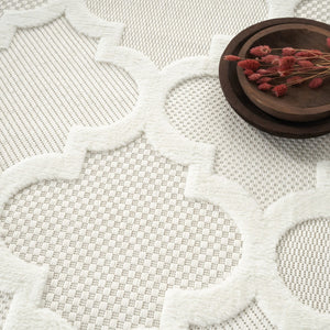 HomeRoots 8' X 10' Cream Indoor Outdoor Area Rug - Stylish, Durable, and Easy-Care for Modern Living Spaces 522148