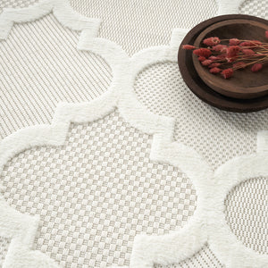 Homeroots 8' X 10' Cream Geometric Flatweave Area Rug  Polypropylene 522148