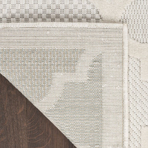 HomeRoots 7' Ivory and White Indoor Outdoor Area Rug - Durable, Easy-Clean, Stylish Flatwoven Design for All Spaces 522149