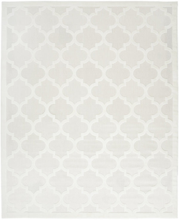 HomeRoots 7' Ivory and White Indoor Outdoor Area Rug - Durable, Easy-Clean, Stylish Flatwoven Design for All Spaces 522149