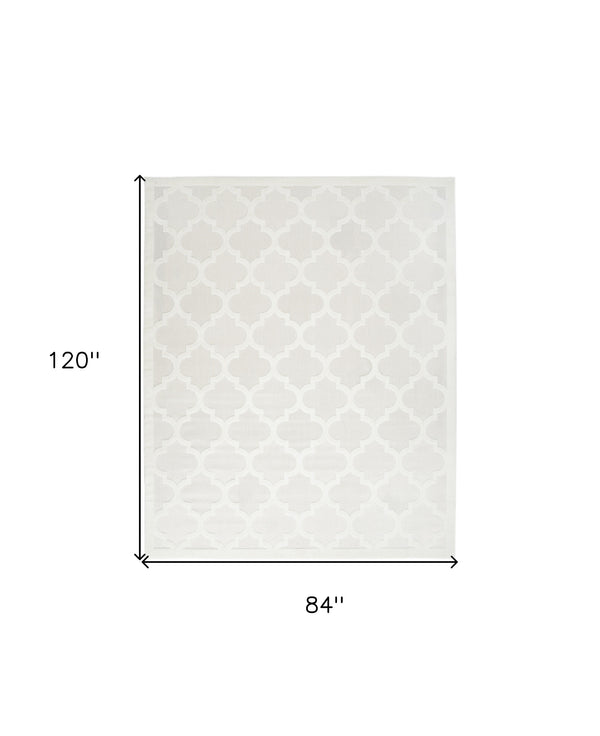 Homeroots 7' X 10' Ivory And White Indoor Outdoor Area Rug  Polypropylene 522149