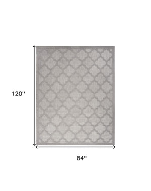 Homeroots 7' X 10' Gray Geometric Flatweave Area Rug  Polypropylene 522152