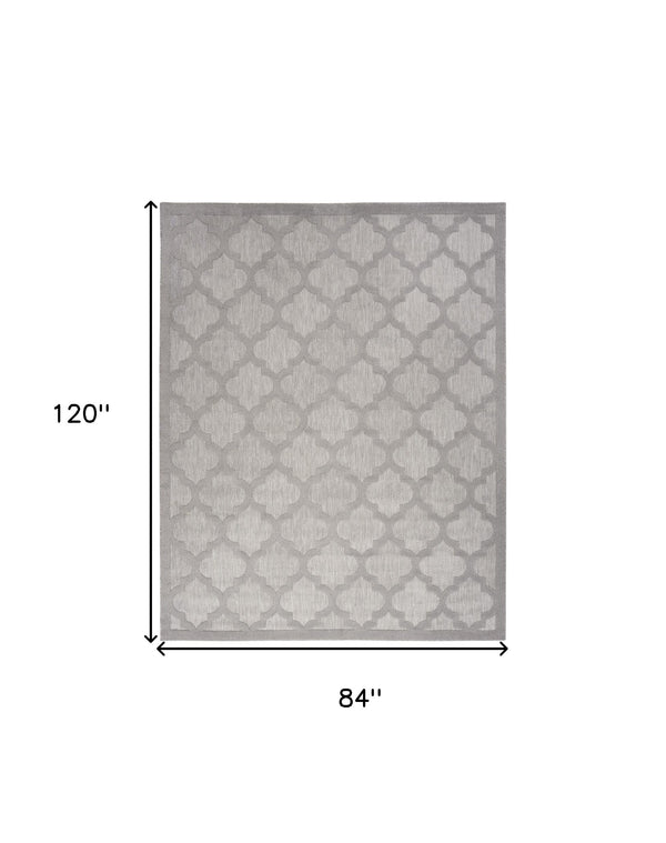 Homeroots 7' X 10' Gray Geometric Flatweave Area Rug  Polypropylene 522152