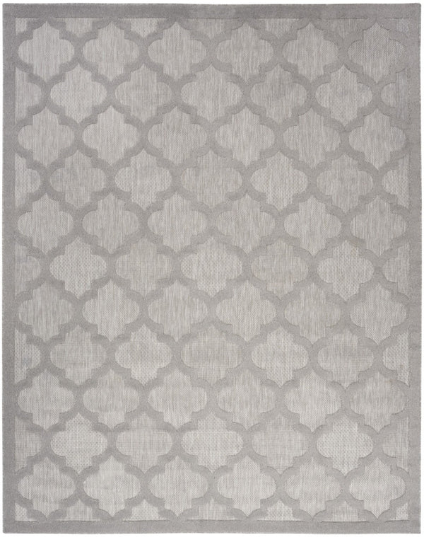 HomeRoots 9' X 12' Gray and Silver Indoor-Outdoor Area Rug - Modern Geometric Design, Durable & Easy to Clean 522153