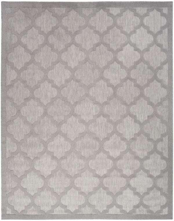 HomeRoots 9' X 12' Gray and Silver Indoor-Outdoor Area Rug - Modern Geometric Design, Durable & Easy to Clean 522153