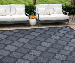 Homeroots 9' X 12' Navy Blue Indoor Outdoor Area Rug  Polypropylene 522155