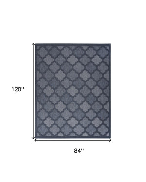 HomeRoots 7' Durable Navy Blue Indoor/Outdoor Area Rug - Stylish, Low-Maintenance, Perfect for High-Traffic Spaces 7' X 10' 522156
