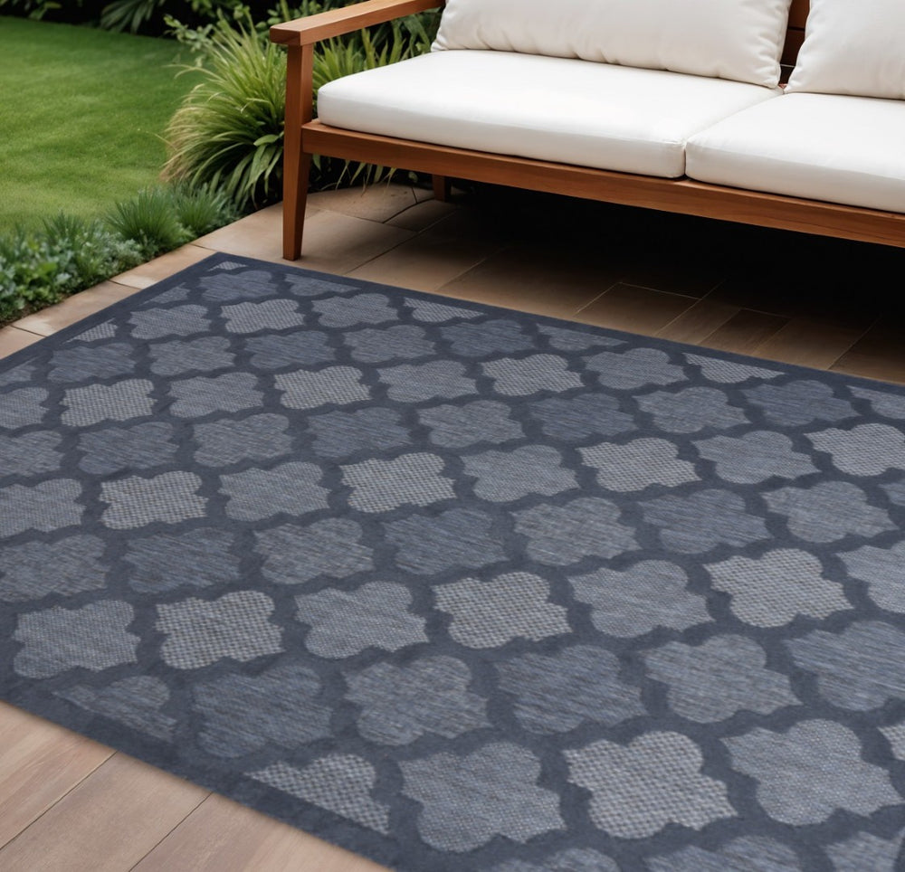 HomeRoots 7' Durable Navy Blue Indoor/Outdoor Area Rug - Stylish, Low-Maintenance, Perfect for High-Traffic Spaces 7' X 10' 522156