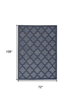 Homeroots 6' X 9' Navy Blue Geometric Flatweave Area Rug  Polypropylene 522157