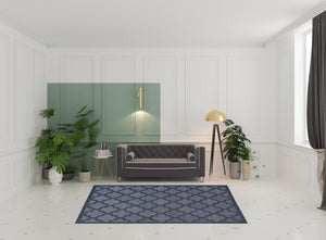 Homeroots 6' X 9' Navy Blue Geometric Flatweave Area Rug  Polypropylene 522157