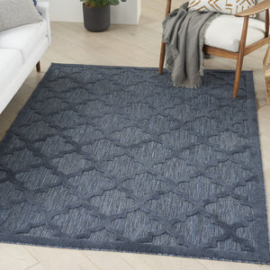 Homeroots 6' X 9' Navy Blue Geometric Flatweave Area Rug  Polypropylene 522157