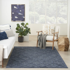 HomeRoots 7' Durable Navy Blue Indoor/Outdoor Area Rug - Stylish, Low-Maintenance, Perfect for High-Traffic Spaces 6' X 9' 522157