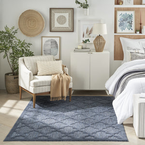 Homeroots 6' X 9' Navy Blue Geometric Flatweave Area Rug  Polypropylene 522157