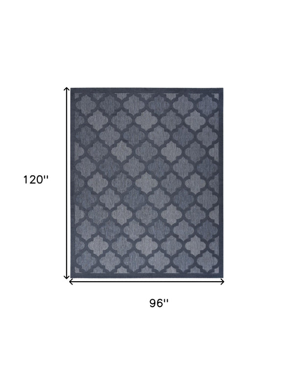 HomeRoots 8' Navy Blue Indoor Outdoor Area Rug - Durable, Water-Resistant, Stylish for Home & Patio Spaces 522158