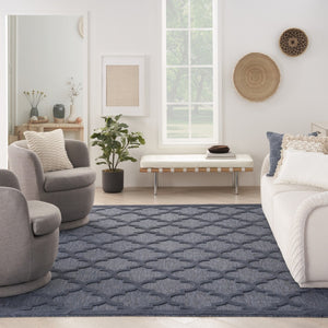 HomeRoots 8' Navy Blue Indoor Outdoor Area Rug - Durable, Water-Resistant, Stylish for Home & Patio Spaces 522158