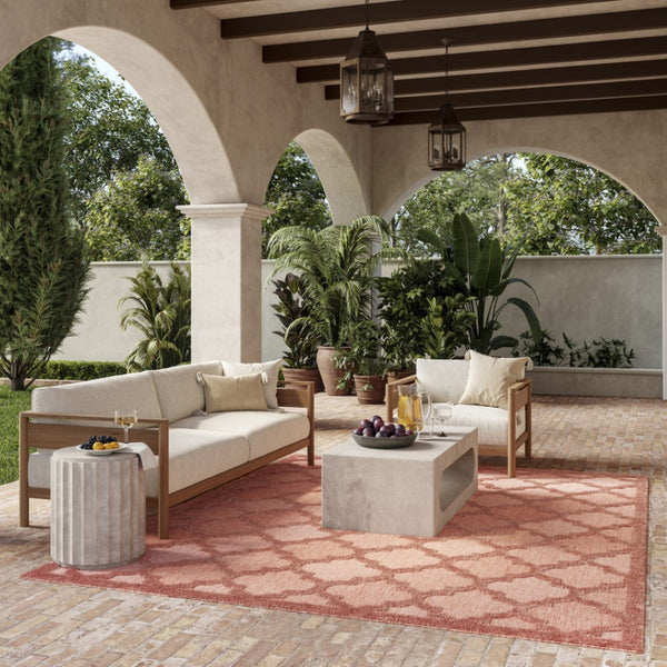 HomeRoots 6' Coral Orange Area Rug - Modern Geometric Design for Indoor & Outdoor Spaces, 6' x 9' Versatile Style 522160