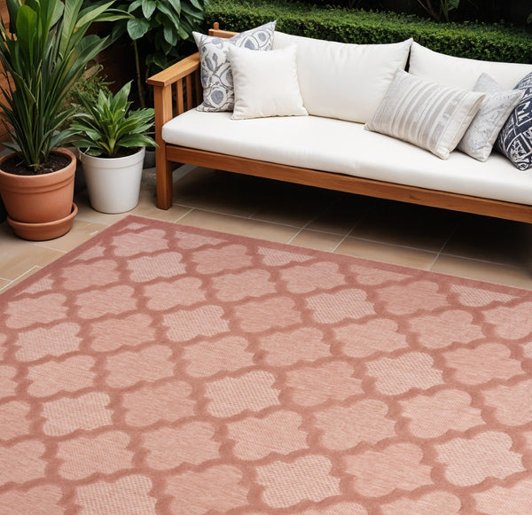 HomeRoots 9' X 12' Orange Area Rug - Vibrant Indoor/Outdoor Design, Water-Resistant, Modern Geometric Style! 522161