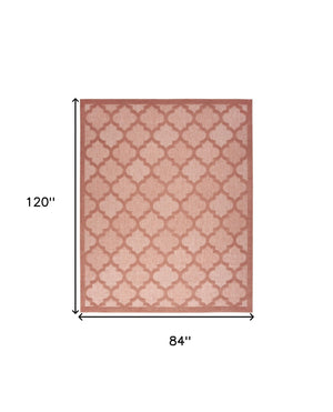 HomeRoots 7' X 10' Orange Indoor Outdoor Area Rug - Modern Geometric Design for Versatile, Durable Living Spaces 522162