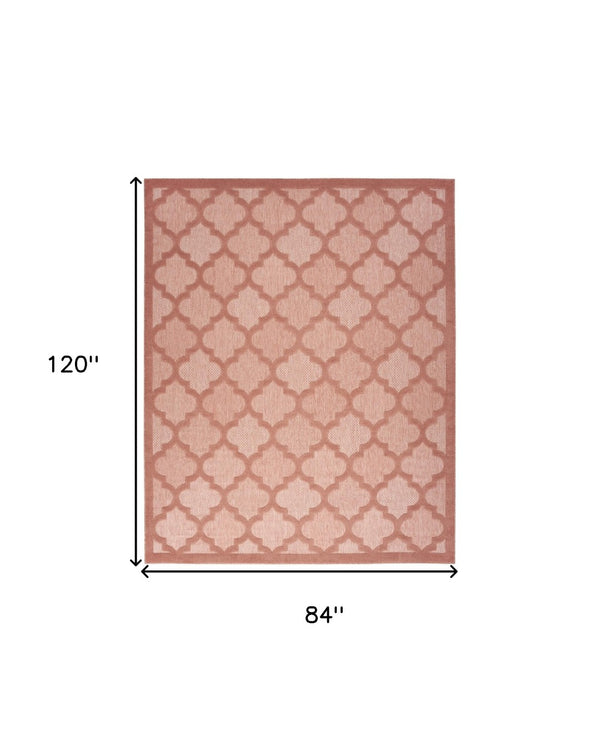 HomeRoots 7' X 10' Orange Indoor Outdoor Area Rug - Modern Geometric Design for Versatile, Durable Living Spaces 522162