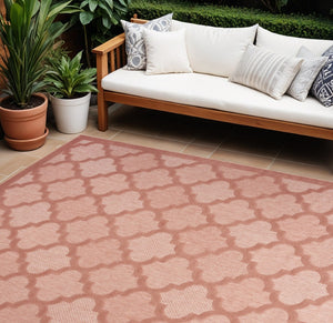HomeRoots 7' X 10' Orange Indoor Outdoor Area Rug - Modern Geometric Design for Versatile, Durable Living Spaces 522162