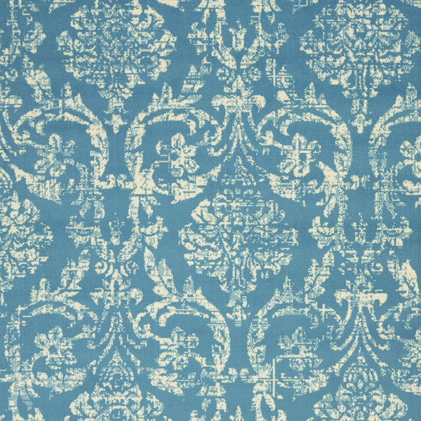 Homeroots 5' X 7' Blue Damask Power Loom Area Rug  Polypropylene 522166